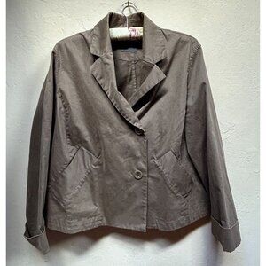OSKA Womens Size 3 Regular Cotton Blend Two Button Blazer Jacket Brown Pockets